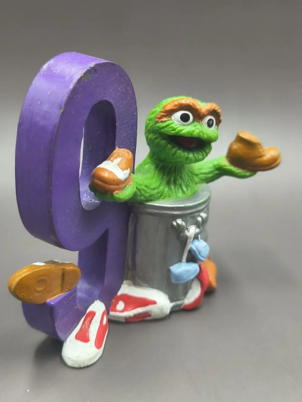 Sesame Street Oscar Grouch Number 9 Counting Birthday Cake Topper Pvc Figure 3